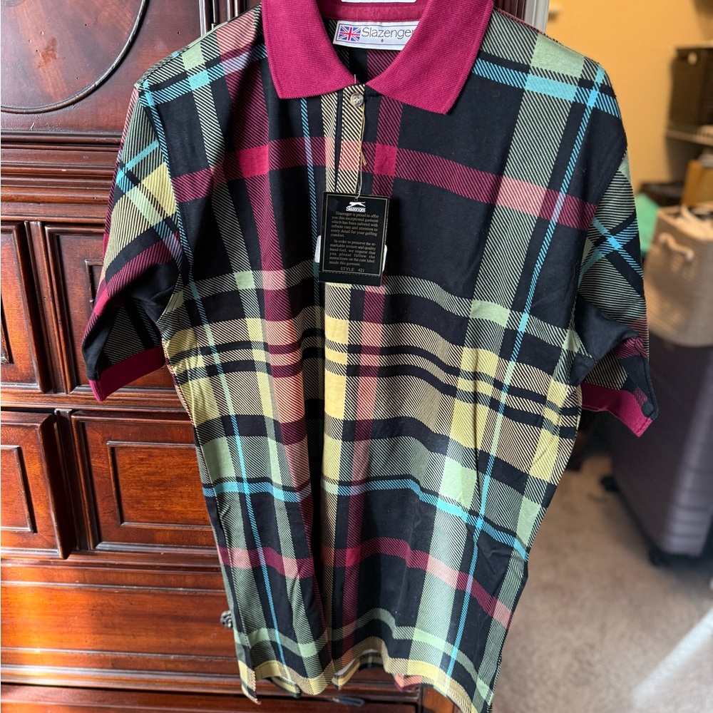 Slazenger Men's Bold Plaid Polo Shirt